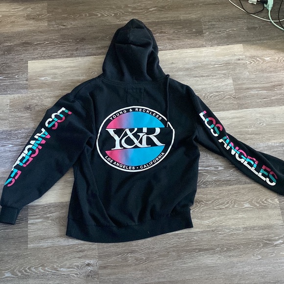 large young and reckless black hoodie with decal. - Picture 2 of 2